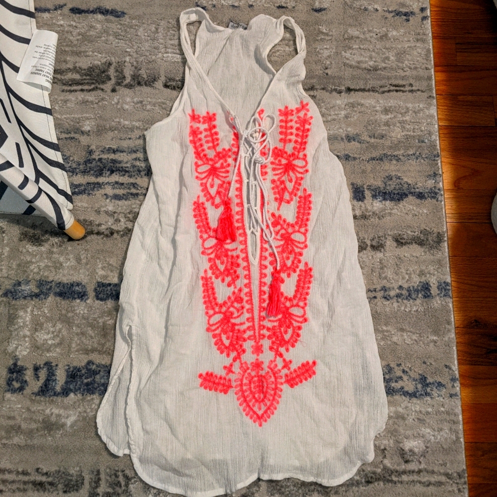 Women's cotton neon tassel cover up